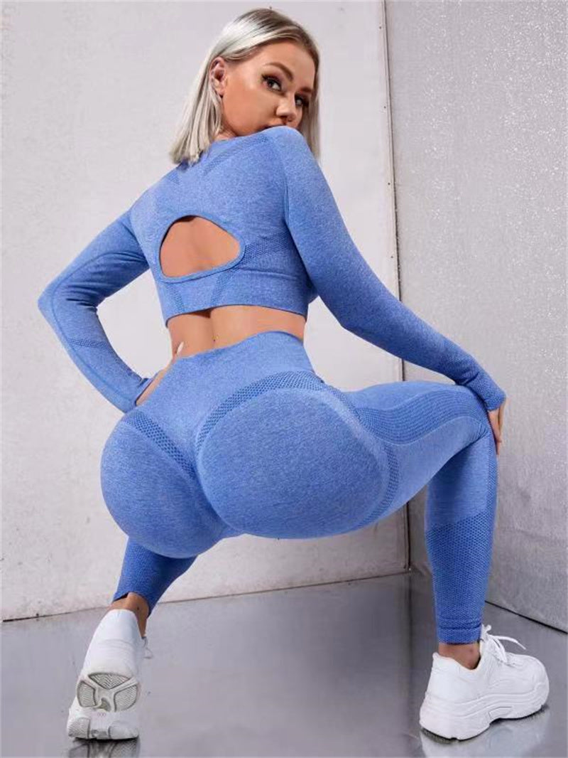 Træningssæt dame med croptop og tights