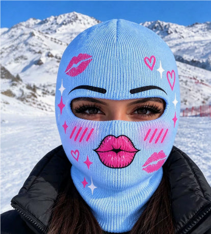 Strikket elefanthue med smiley-print