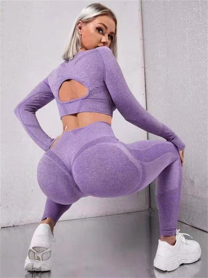 Træningssæt dame med croptop og tights