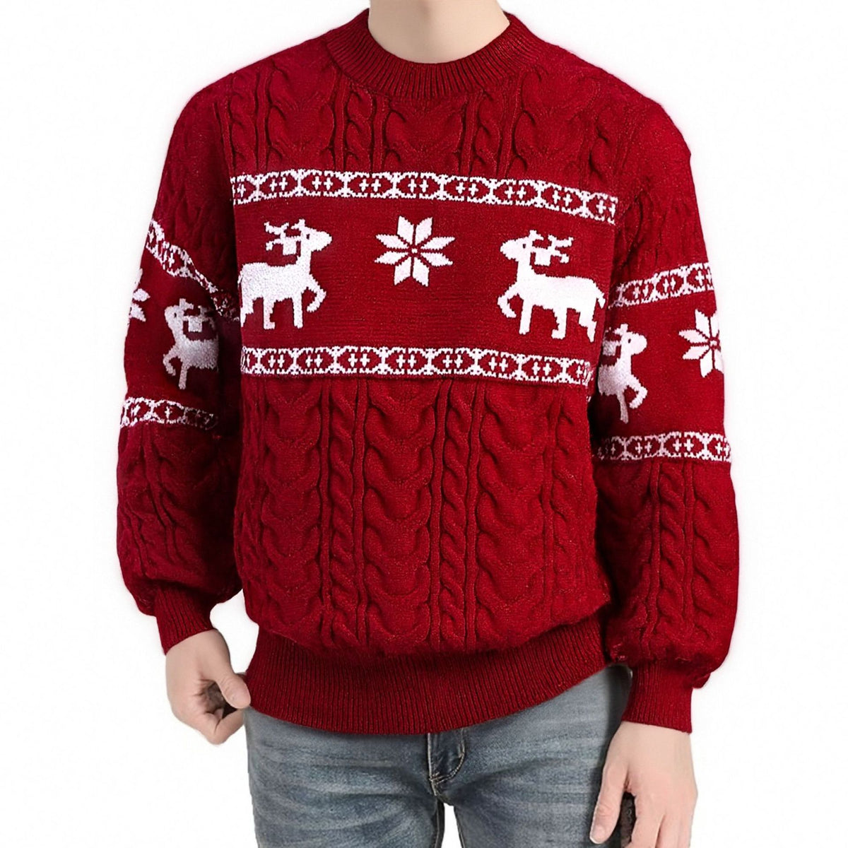Julesweater herre med rensdyrmotiv