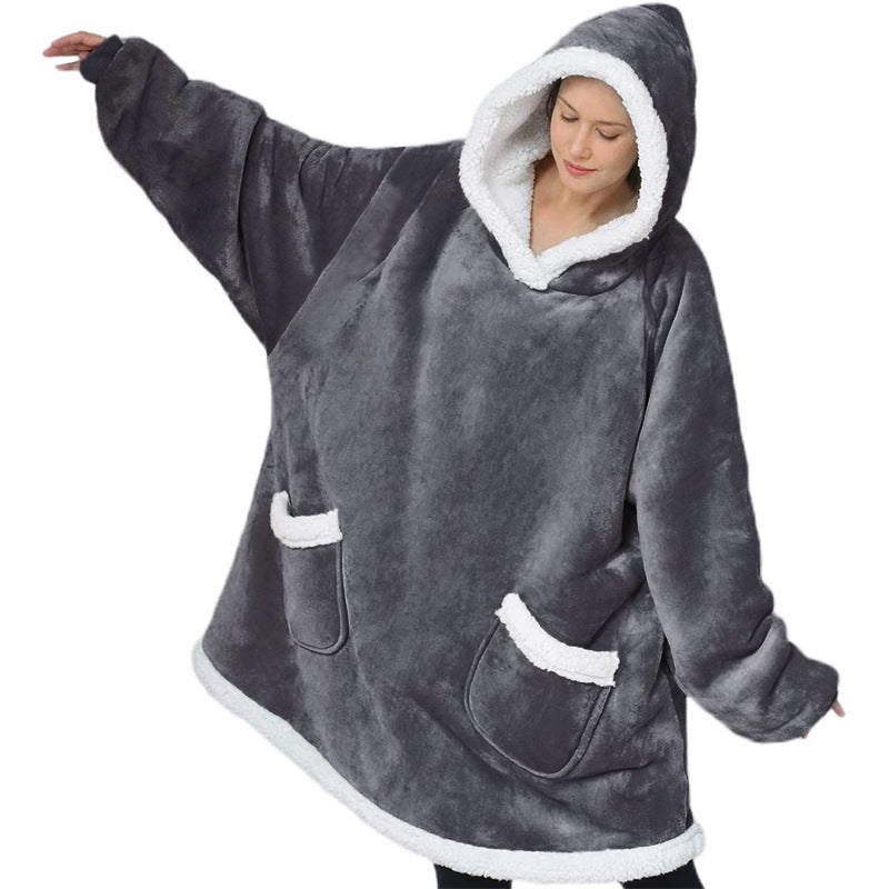 Oversize hoodie-tæppe med teddyfor