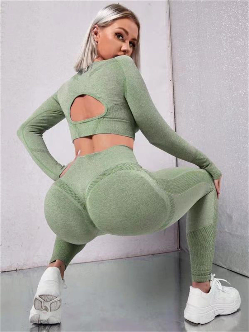 Træningssæt dame med croptop og tights