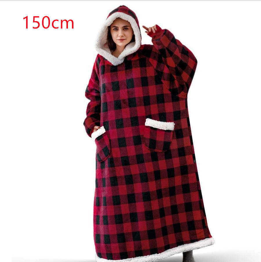 Oversize hoodie-tæppe med teddyfor