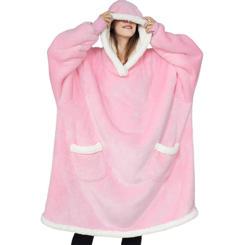 Oversize hoodie-tæppe med teddyfor