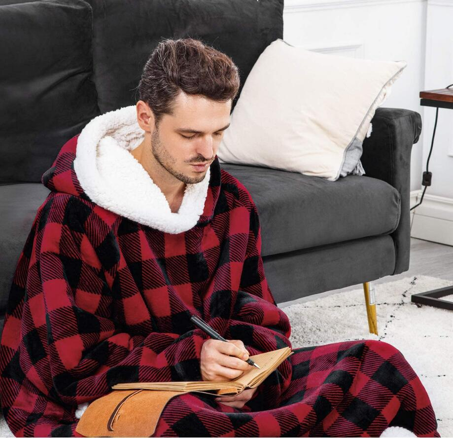 Oversize hoodie-tæppe med teddyfor