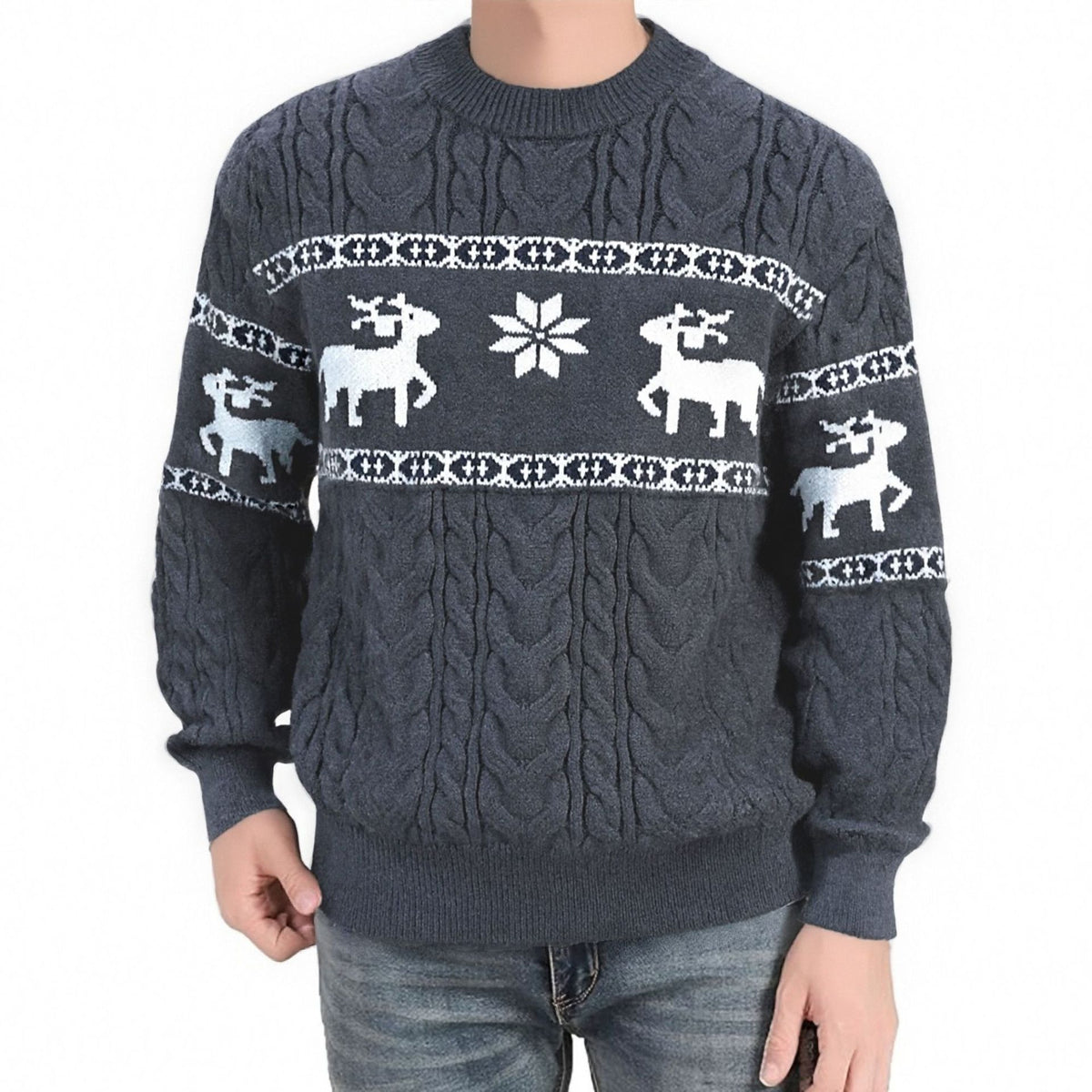 Julesweater herre med rensdyrmotiv