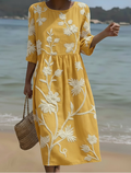 Roselyn | Klassisk Floral Midi Kjole