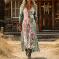 Margarita | Vintage Floral Langærmet Casual Kjole