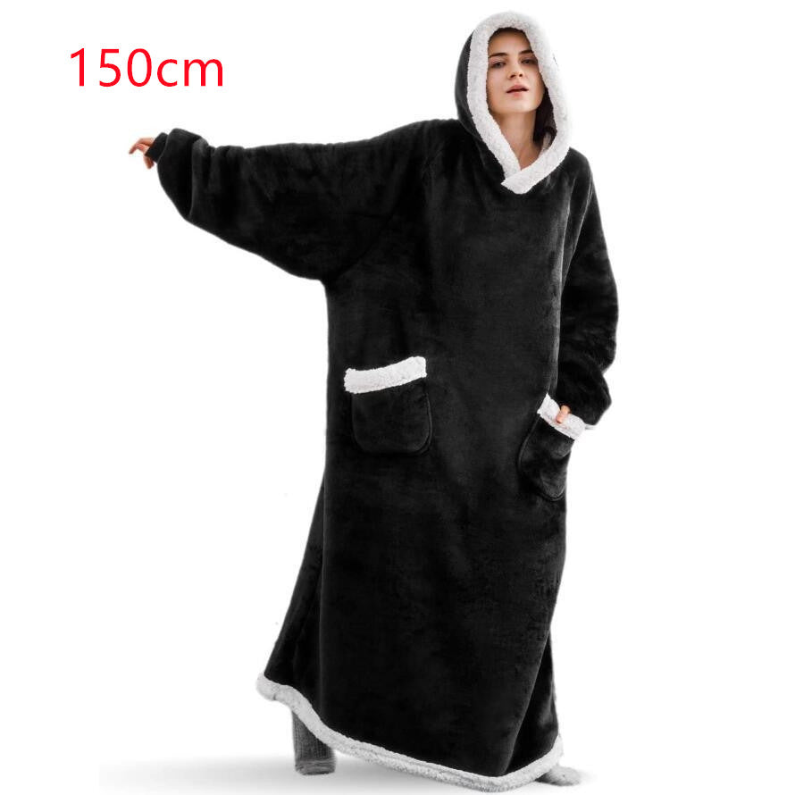 Oversize hoodie-tæppe med teddyfor