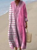 Evette | Stilfuld Abstrakt Flamingo Pink Kjole
