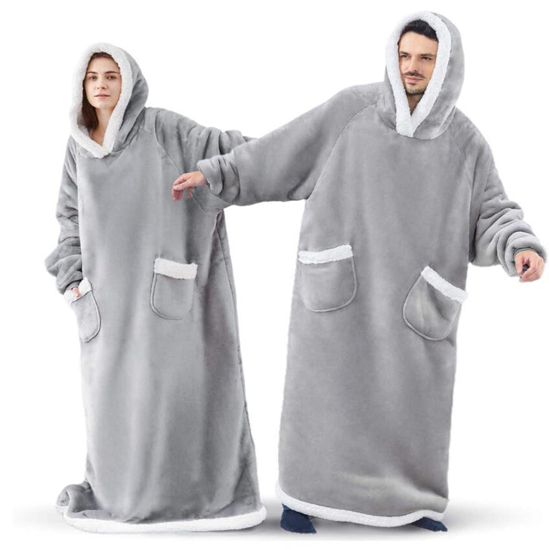 Oversize hoodie-tæppe med teddyfor