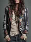 Nina | Klassisk Retro Bohemian Stribet Blazer