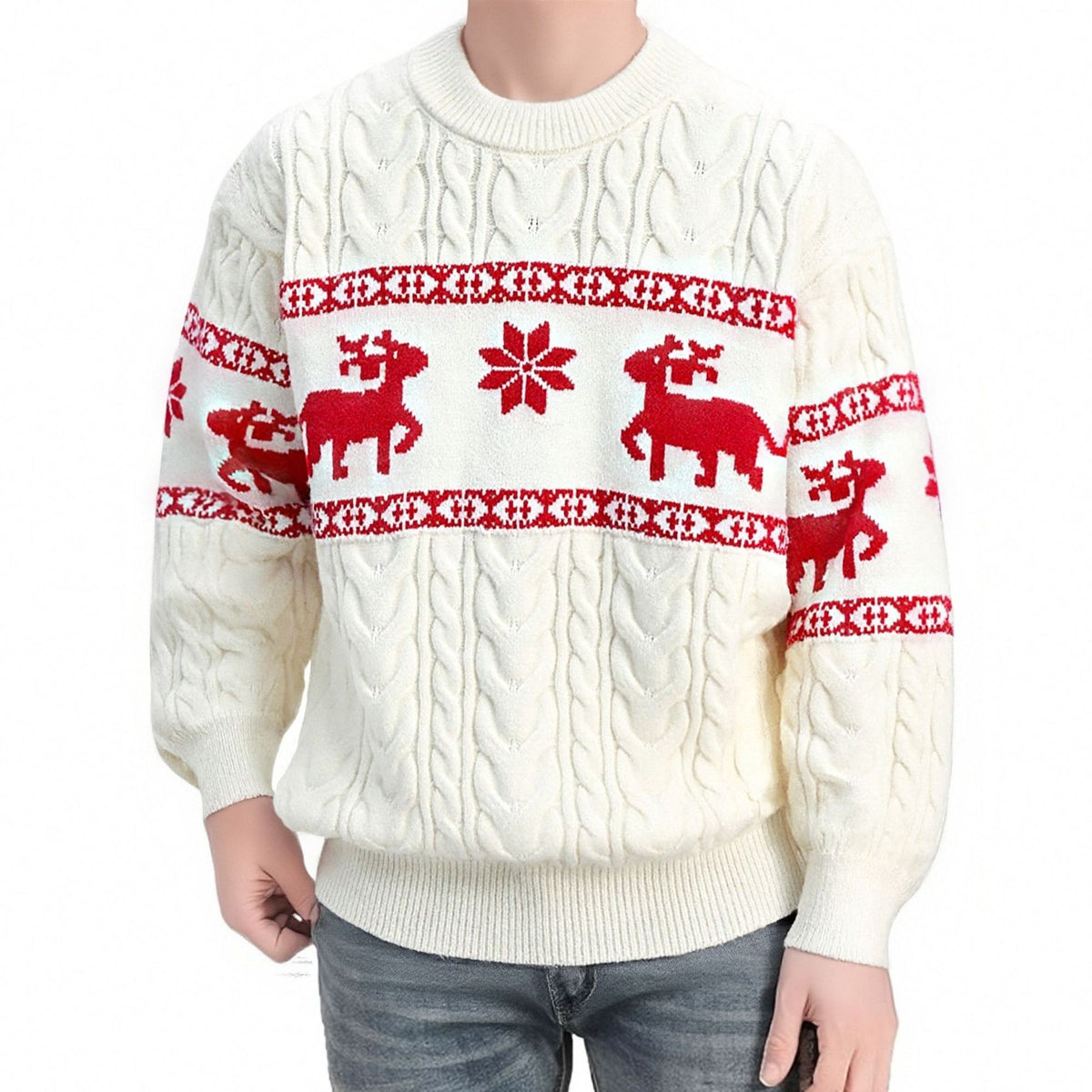 Julesweater herre med rensdyrmotiv