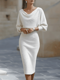 Liora | Elegant Draperet Batwing Midi Kjole