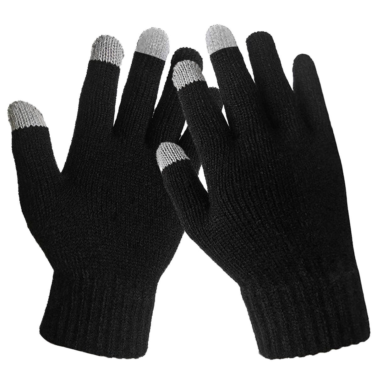 Sorte strikkede touchhandsker