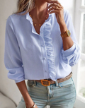 Aimee | Stilfuld Bluse med Rynkede Kanter og Knapper