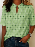 Mila | Geometrisk Print Henley Bluse