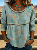 Alina | Boho Broderet Hverdag V-Hals Top