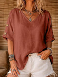 Nadine | Klassisk V-Hals Batwing Ærme Bluse