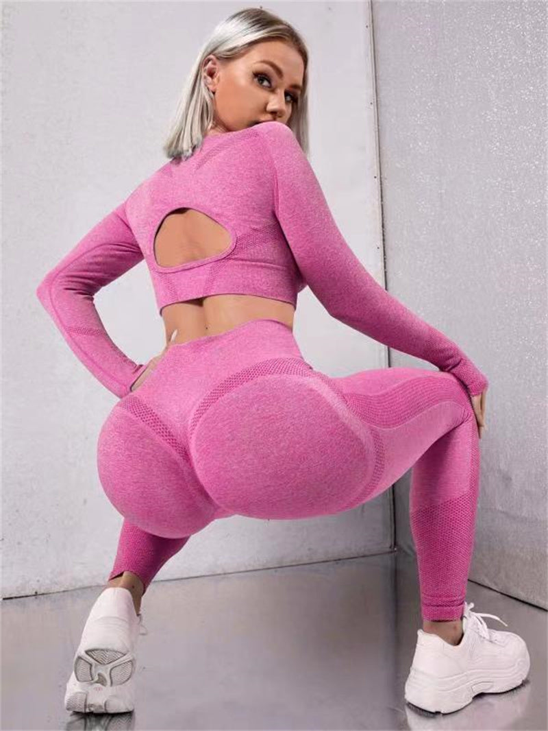 Træningssæt dame med croptop og tights