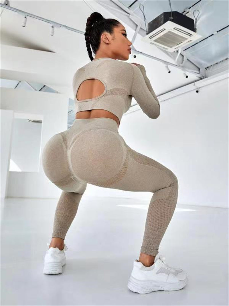 Træningssæt dame med croptop og tights