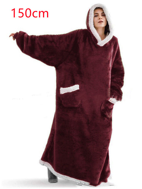Oversize hoodie-tæppe med teddyfor