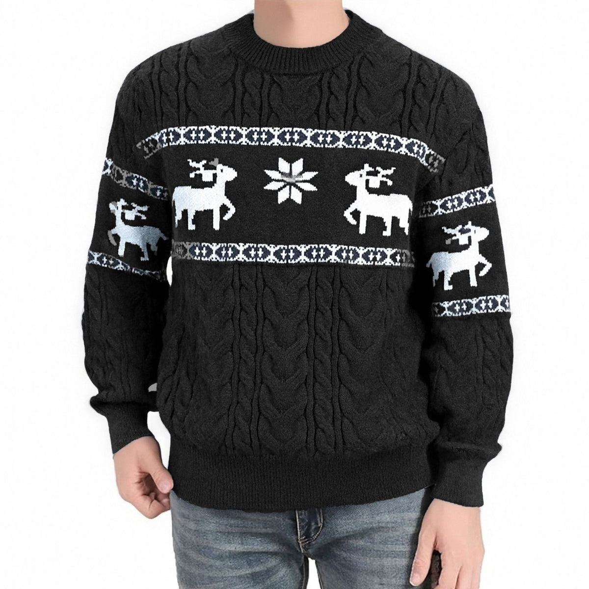 Julesweater herre med rensdyrmotiv