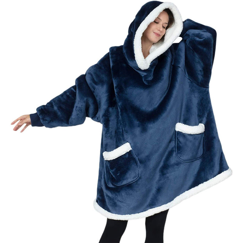 Oversize hoodie-tæppe med teddyfor