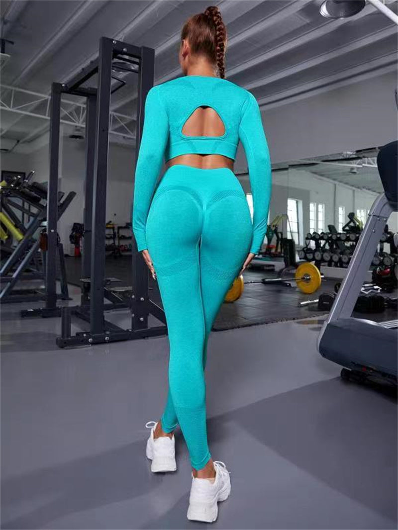Træningssæt dame med croptop og tights