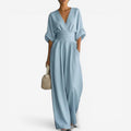Yvette | Elegant Jumpsuit med Bred Ærme og V-Hals