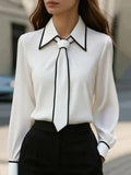 Julie | Kontrast Tie-Neck Bluse